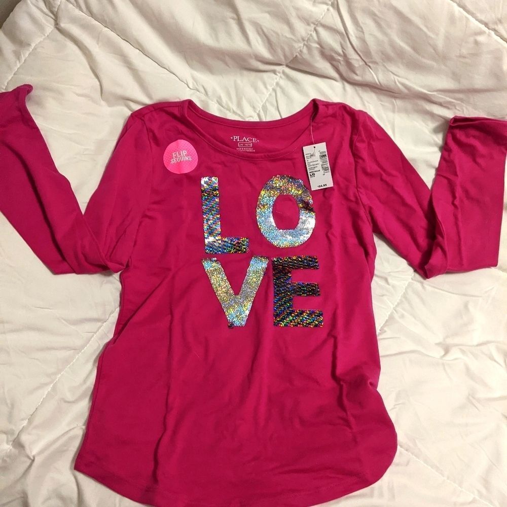 Children's Place long sleeve sequin tee new